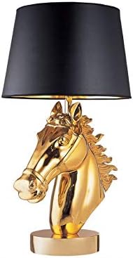 WAJKLJ מנורת שולחן שרף פוסט מודרני קישוט מלון LED מנורה אמנות סלון ראש מיטת חדר שינה ראש סוס זהב אור אור