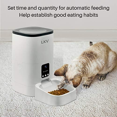 מזין חיות מחמד אוטומטי, מתקן מזון אוטומטי לחתולים, כלבים ובעלי חיים קטנים, 6 ליטר, לבן