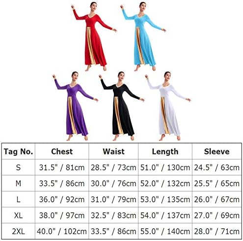 Imekis מטאלי ליטורגי שמלת ריקוד לנשים שרוול ארוך מעגל לבגדי ריקוד לירי תלבושת סגידה באורך מלא