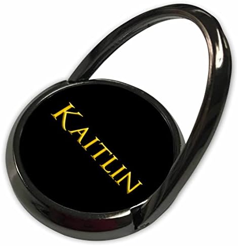 3DROSE KAITLIN שם ילדה פופולרית בארצות הברית. צהוב על קמע שחור - טבעות טלפון