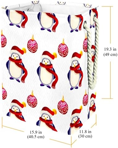 דייה עמיד למים סלי כביסה גבוה חסון מתקפל בצבעי מים חג המולד פינגווינים הדפסת סל למבוגרים ילדים בני נוער בנות בחדרי שינה אמבטיה