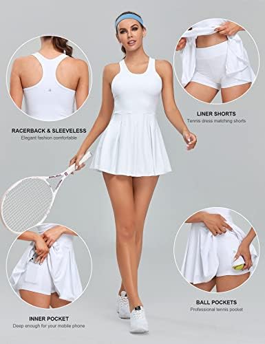1A1A שמלת גולף טניס לנשים עם מכנסיים קצרים כיסי אימון ללא שרוולים שמלות אתלטיות ספורט