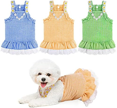 אורטוט 3 שמלות כלב אריזה שמלת נסיכה לחיות מחמד חצאית אפוד כלב חצאית חמוד שמלות חיות מחמד בגדי תלבושות לחיית מחמד כלב כחול בצבע כחול ירוק,