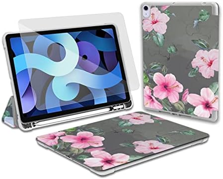 פרחים iPad Air 4/5 Gen Chieds עם מגן מסך ומחזיק העט Slim Trifold Stand Sleep Sleep/Wake 10.9