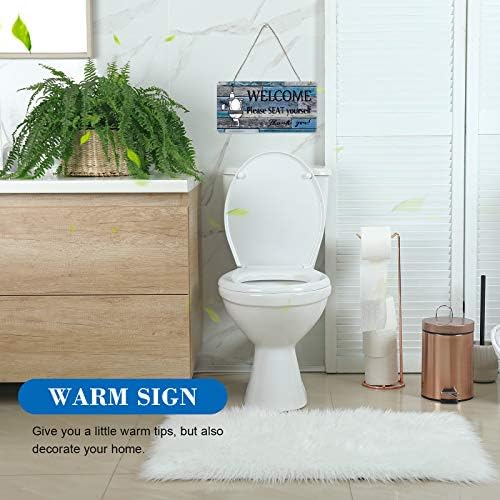 Jetec מצחיק עיצוב חדר אמבטיה שלט ברוך הבא אנא יושב לעצמך שלט אמנות קיר תלוי עיצוב עץ מודפס עיצוב בית חדר אמבטיה, 9.9 x 5.2 אינץ '