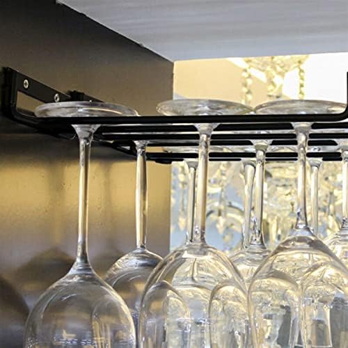 AMABEAGJBJ קיר רכוב מתלים יין מחזיק כוסות מתחת למדף מארגן כלי הגזע של הארון