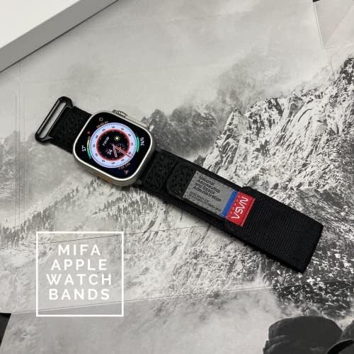 תואם להקת Apple Watch, רצועת ספורט עור מחוספסת עם ניילון מחוספס עם נאסא עם עיצוב לולאה ארוגה עבור IWatch 42 ממ/44 ממ/45 ממ, להקת החלפה