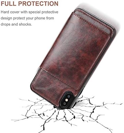 ארנק מקרה ארנק מקרה אשראי כרטיס בעל, פרימיום עור רגלית עמיד עמיד הלם מגן כיסוי אייפון 5.8 אינץ