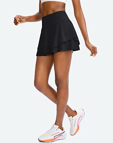 חצאית טניס קפלים לנשים עם מכנסיים קצרים 4 כיסים אימון לנשים מותניים גבוהות המריץ חצאיות גולף ספורטס לנשים לנשים