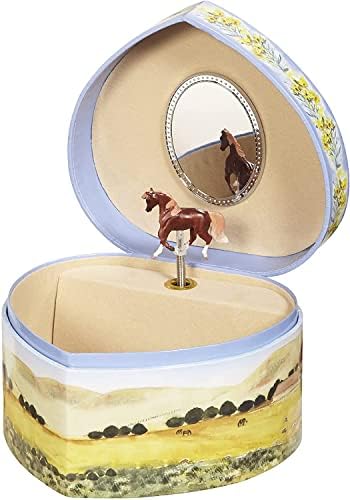 Enchantmints אהבה לסוסים קופסת תכשיטים מוזיקלית לב לבנות פריטי תכשיטים - בנים אוצרות חזה לאחסון להקות ואביזרים - אידיאלי למתנות ולנטיין
