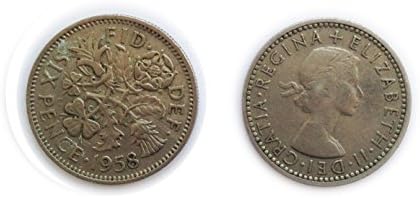 מטבעות לאספנים - בריטים בריטים 1958 Sixpence / Six Pence 6p מטבע / בריטניה הגדולה