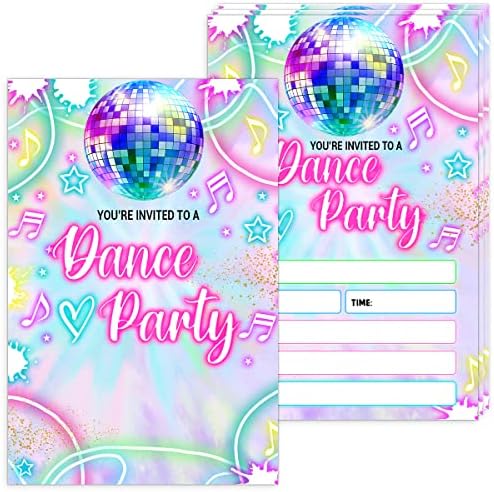 הזמנות למסיבת יום הולדת לריקוד, כרטיסי הזמנה לחגיגת דיסקו של דיסקו, לקישוט מסיבות בנות בנות, אספקה