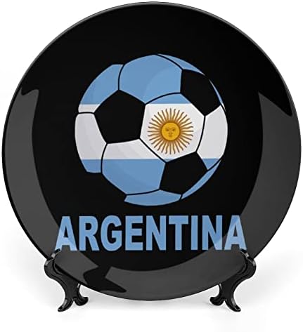 ארגנטינה כדורגל עצם מודפסת סין סין צלחות דקורטיביות צלחות עגולות מלאכה עם עמדת תצוגה לארוחת קיר במשרד הביתי