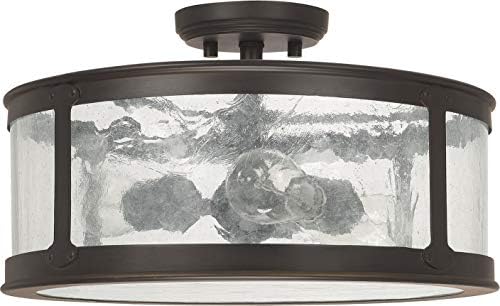 תאורת הון 9567ob דילן זכוכית עתיקה חיצונית חיצונית מתקן תאורת תקרה סומק, 3 אור 300 סהכ וואט, 10 H x 16 W, ברונזה ישנה