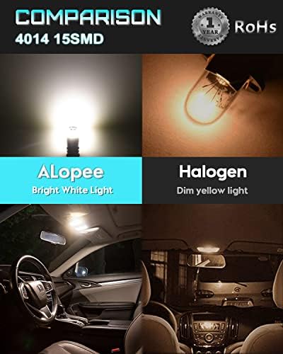 Alopee 12V DC 194 נורת LED טבעית לבנה טבעית 4500K, נורת LED לא קוטביות T10, 15SMD 4014 CHIPS 168 נורת LED עבור W5W 501 2825 אור כיפת רכב,