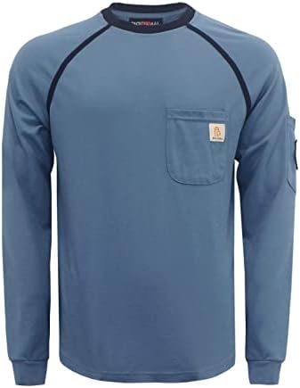 חולצות FR Bocomal 5.5oz משקל קל צוות שרוול ארוך עמידה בפני חולצה/מעכבת אש לגברים