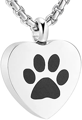 חיות מחמד זיכרון תכשיטי-כלב / חתול כפת הדפסת לב נירוסטה מזכרת שרשרת עבור שריפת גופות אפר