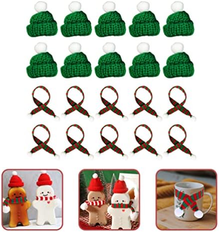 חג המולד קישוטי 20 יחידות מיני סנטה כובעים סרוג צעיף חג המולד יין בקבוקי קישוט סוכרייה על מקל סוכריות כיסוי כובע כלי כסף מחזיק בובת ביצוע