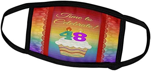 3drose בוורלי טרנר עיצוב הזמנה ליום הולדת - קאפקייקס, מספר נרות, זמן, חוגג הזמנה בת 48 - מסכות פנים