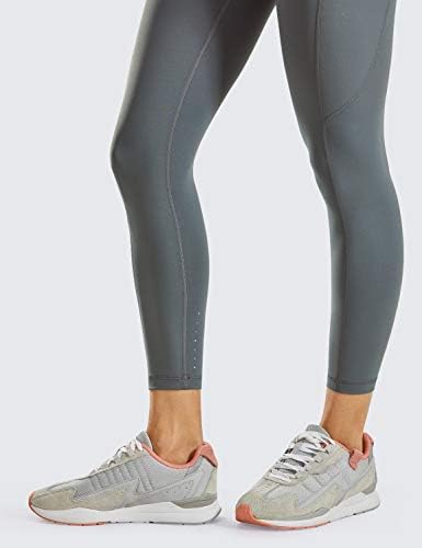CRZ יוגה נשים עירומות תחושה אימון קפריס חותלות 23 '' - מכנסי יוגה שליטת בטן חדר כושר גבוהה במותניים עם כיסים