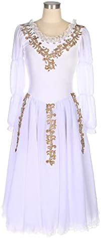 לא/שרוול ארוך תלבושת לריקוד בלט לבן מתיחה גוף קטיפה עם שמלת שיפון לבנה לירית ותלבושת עכשווית
