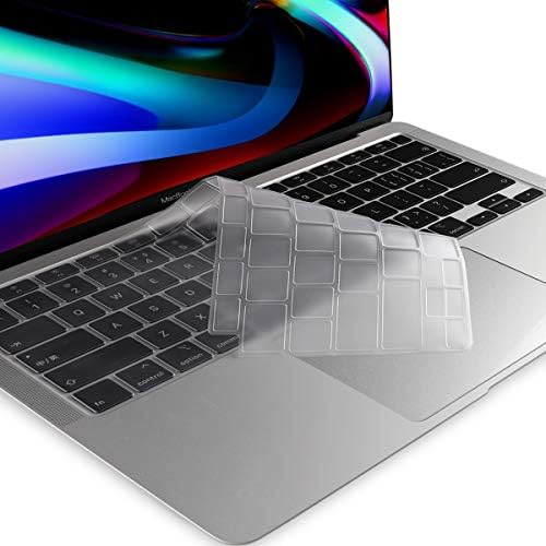 Batianda Ultra דק ברור כיסוי מקלדת TPU לאוויר MacBook 13 אינץ '2020 A2337 M1 שבב אטום למים עמיד לנייד עמיד עור מגן, שקוף