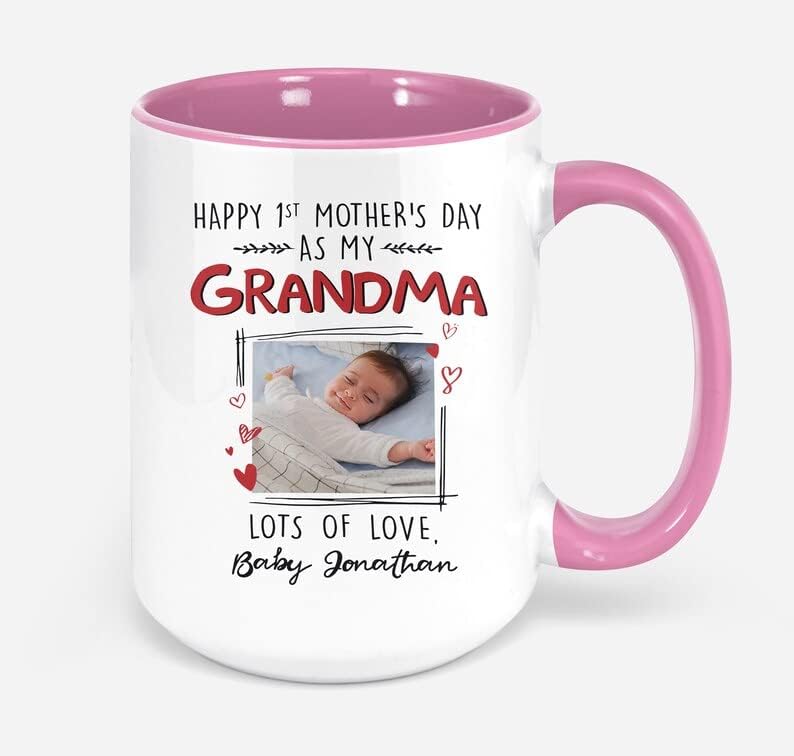 אישית שמח 1 אמא של יום כמו סבתא שלי ספל, תינוק של סונוגרמה תמונה ספל מתנות עבור חדש ראשון סבתא כדי להיות מהבליטה חדש סבתא מתנות אמהות