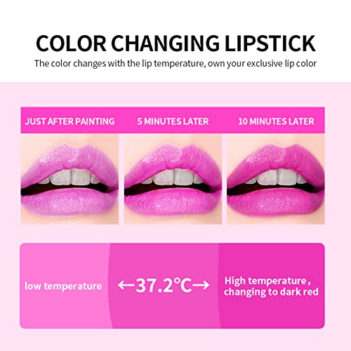 6 יחידות צבע שינוי שפתון איפור ערכת, קסם טמפרטורת חומציות עמיד למים שאינו מקל כוס לחות שפתון איפור מתנת סט עבור נשים
