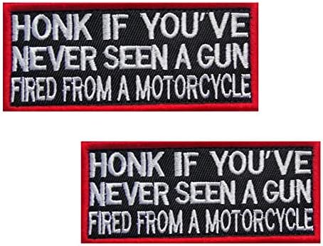Honk אם מעולם לא ראית אקדח שנורה מנקודת וו אופנוע וולאה רקמה 2 חתיכות