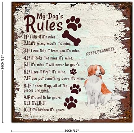 שלי כלב של כללים מצחיק כלב מתכת סימן שלט מתכת צלחת עם סרקסטי לחיות מחמד כלב אומר בציר לחיות מחמד דלת קולב כפרי כלב בית ד / קור עבור כניסה