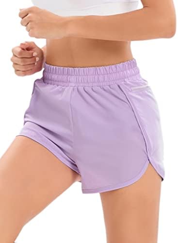 נשים של מכנסי ריצה מהיר יבש אימון גבוהה מותן ספורט מכנסיים כושר ספורטיבי יוגה גולף מכנסיים קצרים עם רוכסן כיסים
