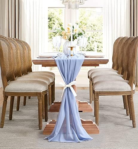עיצובים ביתיים חמים 35 על 156 אינץ 'רץ לשולחן בז' לקישוטי שולחן לחתונה. פרימיום שיפון שולחן רצי עבור כפרי חתונה דקור או כלה מקלחת דקור.