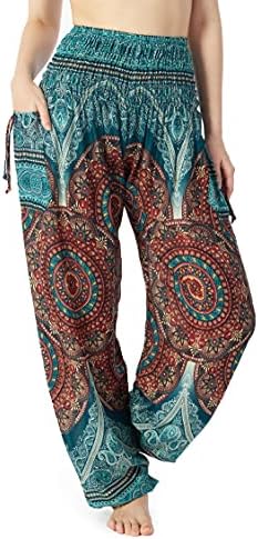 LannaClothesdesign מותניים סמלים של נשים בוהו זורם יוגה מכנסיים היפי בגדים