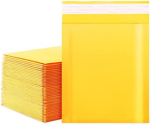דסן קראפט בועת הדיוורים 4 על 7 אינץ 50 יחידות, קטן עצמי איטום דואר חינם שקיות, צהוב מרופד מעטפות 000