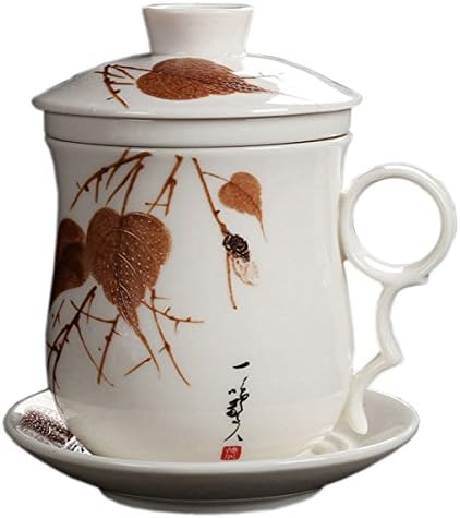 פס נוח משרד נסיעות משוחרר עלה תה מבשלת תה מבשלת-סינית ג'ינגדז'ן כחול-לבן חרסינה כוס תה כוס 5 חלקים עם מכסה כוס תה וצלוחית
