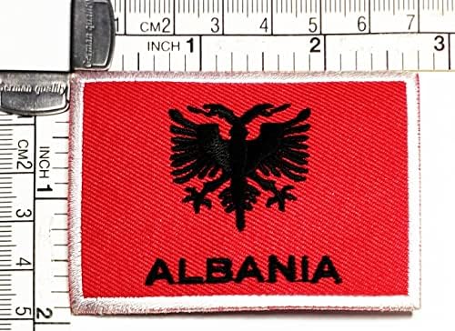 קליינפלוס 2 יחידות. 1.7 על 2.6 אינץ'. לאומי אלבניה דגל תיקוני דגל המדינה צבאי טקטי רקום אפליקצית ברזל על תיקון דקורטיבי תיקון קרפט תג