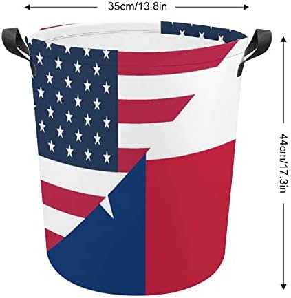 אמריקאי וטקסס מדינת דגל סל כביסה מתקפל סל כביסה סל אחסון תיק עם ידיות