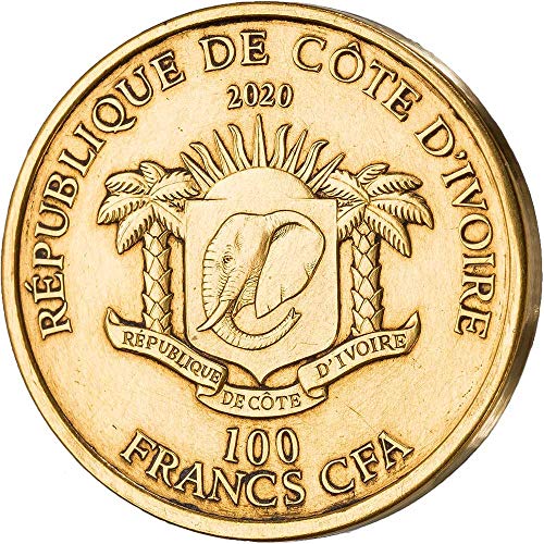 2020 דה ביג חמש Mauquoy Powercoin Greef Lion 1 גרם מטבע זהב 100 פרנק חוף שנהב 2020 גימור עתיק