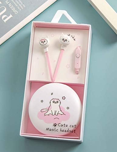 Qidaizuoen ילדים אוזניות לבנות - אוזניות חתולים ורודים חמודים לבית הספר עם מארז אוזניות, מיקרופון, כבלים נטולי סבך