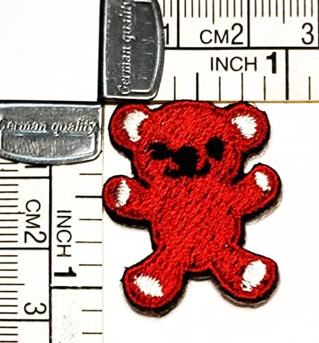 קליינפלוס 3 יחידות. מיני אדום דוב תיקון מלאכות אמנויות תפירת תיקון חמוד דוב קריקטורה רקום ברזל על לתפור על תיקוני תג עבור עשה זאת בעצמך