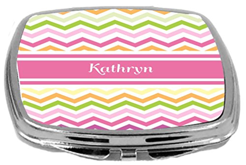 Rikki Knight Pink Chevron Design Design Compact מראה, קתרין, 3 אונקיה
