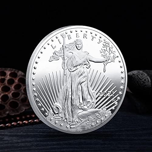 2021 אמריקה חופש אמריקאי לנשים מצופה כסף מצופה זיכרון מטבע תחביב מטבע מטבע וירטואלי מארז מהדורה מוגבלת מטבע אספנות עם מקרה מגן