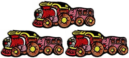 קליינפלוס 3 יחידות. רכבת ברזל על תיקוני די עתיק רכבת קריקטורה ילדים אופנה סגנון רקום מוטיב אפליקצית קישוט סמל תלבושות אמנויות תפירה תיקון