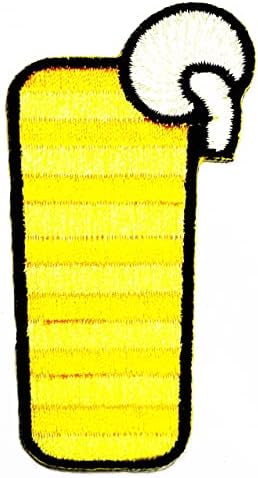 קליינפלוס קרח משקאות פירות צהוב זכוכית קריקטורה משקאות לשתות רקום ברזל על לתפור על תג עבור ג ' ינס מעילי כובעי תרמילי חולצות מדבקת אפליקציות