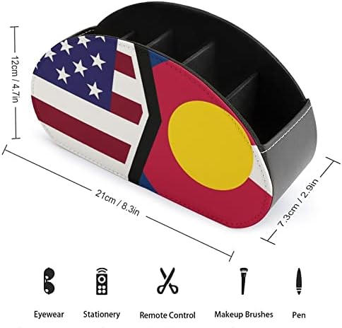 אמריקאי וקולורדו מדינת דגל שלט רחוק מחזיק עור מארגן שולחן עבור ציוד משרדי מרחוק בקר