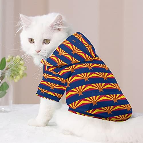 דגל אריזונה חתול חולצה מקשה אחת תחפושת כלבים אופנתית עם אביזרי חיית מחמד כובע