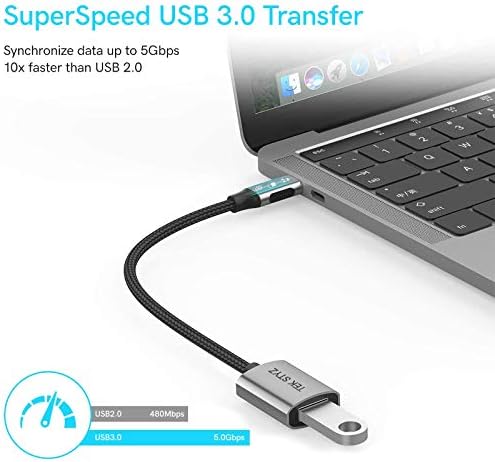 מתאם Tek Styz USB-C USB 3.0 עובד עבור Xiaomi Mi 10t Pro Otg Type-C/PD זכר USB 3.0 ממיר נקבה.