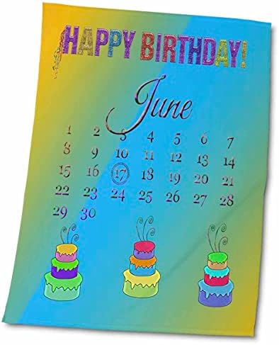3 דרוז ה -17 ביוני, נצנצים נראים יום הולדת שמח, זרמי סרט, צבעוניים. - מגבות