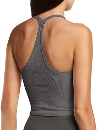 ציאנסטייל נשים ספורט חזיית יבול חולצות קו ארוך אימון יוגה חזייה מתוקה צוואר קצוץ למעלה