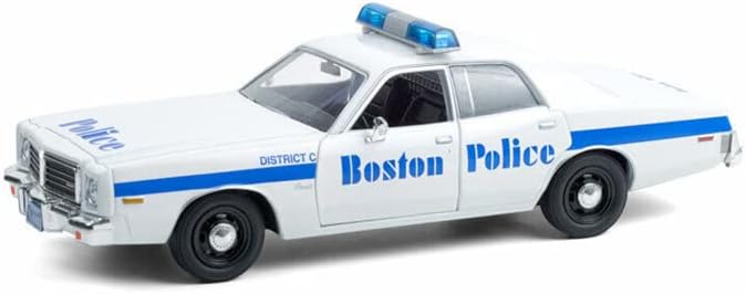 משטרת Greenlight Boston - בוסטון מסצ'וסטס - 1976 לדודג 'קורונט מהדורה מוגבלת 1/24 משאית דיאסטית מודל שנבנה מראש